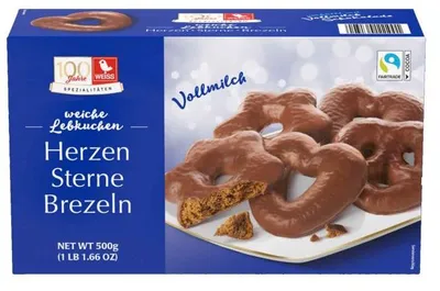 Produktbild von Weiss Herzen / Sterne / Brezeln Vollmilch 500g