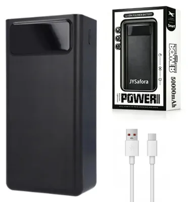 Produktbild von Powerbank - Tragbare Powerbank - 50000 mAh - 45 W - Bidirektionales Schnellladen - 4 USB-Anschlüsse - Digitalanzeige und Taschenlampe - Schwarz