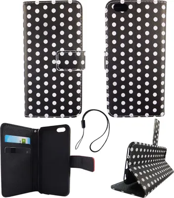 Produktbild von Handyhülle Tasche für Handy Apple iPhone 6 / 6s Polka Dot Schwarz Weiss