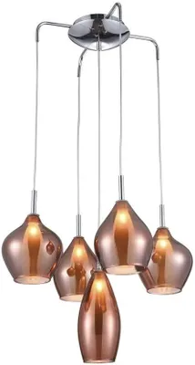 Image de Suspension LED Ambre, Variante : Ø 70 - 90 x 170-230 mm x 1600 mm, 5 x 40 W, cuivre