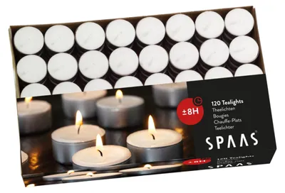 Produktbild von SPAAS Teelichter 120er-Pack, ± 8 Stunden - weiß