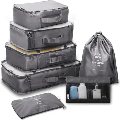 Produktbild von 7-teiliges Set Packwürfel Reisetaschen Gepäckorganizer Netzbeutel Kulturbeutel Unterwäschebeutel Separate Aufbewahrung für Reisen und Geschäftsreisen