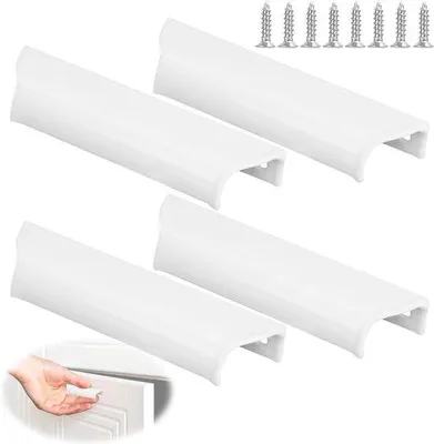 Immagine prodotto di Maniglie per portefinestre da esterno, bianche - Set da 4 pezzi - Lega di alluminio - Per finestre e porte scorrevoli - Con viti
