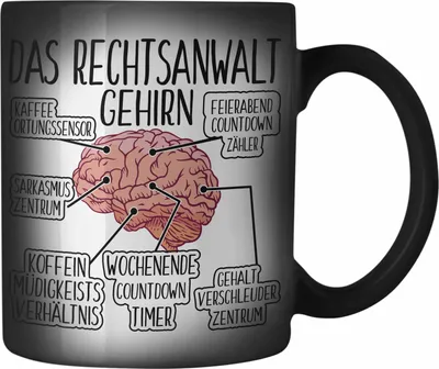 Produktbild von Trendation - Jura Farbwechsel Zauber-Tasse Geschenk Spruch Jurist Geschenkidee Anwalt Jura-Studium Lustige Sprüche (Schwarz)