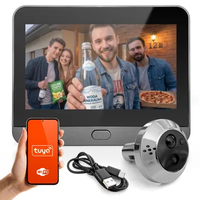 Zdjęcie produktu dla Wizjer Elektroniczny do Drzwi Kamera Full HD WiFi Tuya Detekcja Ruchu PIR