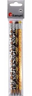 Produktbild von Titanum Dreieck Bleistifte HB Tiere mit Radiergummi 4er Set
