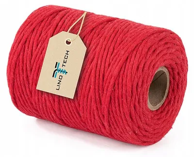 Produktbild von Linotech Baumwollschnur für Makramee, Rot, 3mm, 100m
