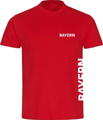 Produktbild von multifanshop Herren T-Shirt - Bayern - Brust & Seite, rot, Größe 5XL