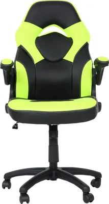 Zdjęcie produktu dla Krzesło biurowe HWC-K13, krzesło obrotowe do gier, ergonomiczne, regulowany podłokietnik, imitacja skóry  ~ czarno-zielony