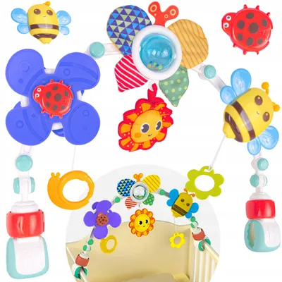 Produktbild von Spielbogen für Kinderbetten und Kinderwagen, Kuscheltiere, Rasseln für Babys
