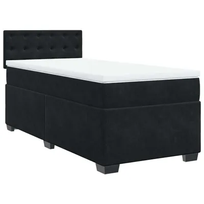 Produktbild von Boxspringbett mit Matratze Schwarz 90x200 cm Samt