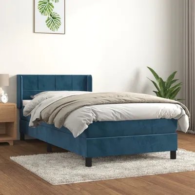 Produktbild von Design Möbel Boxspringbett mit Matratze Dunkelblau 80x200 cm Samt - 2024 Neu