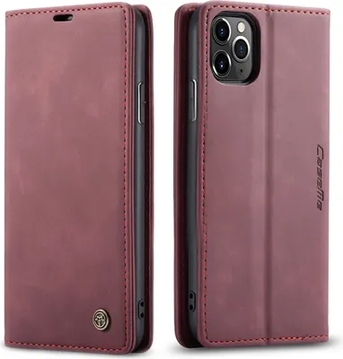Produktbild von iPhone 11 Pro Hülle, LaimTop Retro Kunstledertasche TPU Innere, Kartenfächer, Magnetverschluss, Klapphülle mit Standfunktion Schutzhülle für iPhone 11 Pro Rot