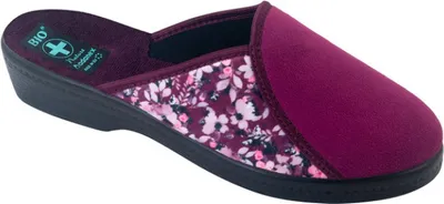 Produktbild von Damenhausschuhe ADANEX bio 29151 Burgunderrot mit Blumen