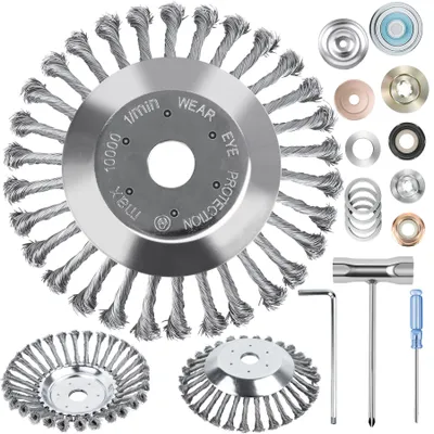 Produktbild von Speed 150 mm Profi Motorsense Unkrautbürste Wildkrautbürste 25,4 mm Bohrung + Montageset Drahtbürste Freischneider für effektive Moosentfernung