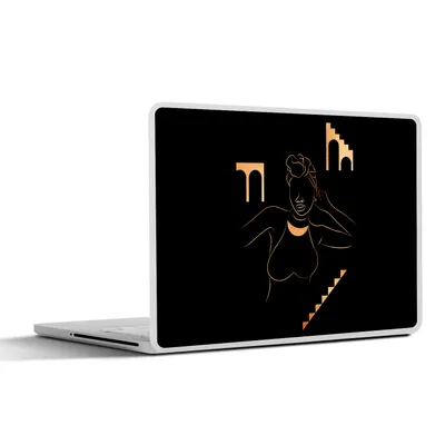 Produktbild von MuchoWow® Laptop Aufkleber Sticker Cover Frau - Gold - Strichzeichnung 25x18 cm - Laptop-Deko