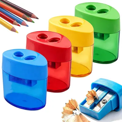 Produktbild von 4er Set mit Deckel, Doppelspitzer – Kompakte, farbige Handspitzer, ideal für Kinder, Erwachsene, Studenten, Schule, Klassenzimmer, Zuhause und Büro