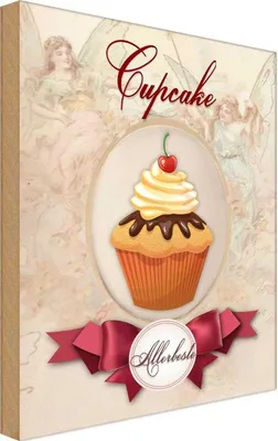 Produktbild von vianmo Holzschild 18x12 cm Cupcake Allerbeste Küche Kochen