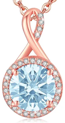 Productafbeelding van Halsketting voor dames, sterling zilver, roséverguld, met zirkonia, oneindigheidssymbool, halo-design, hypoallergeen