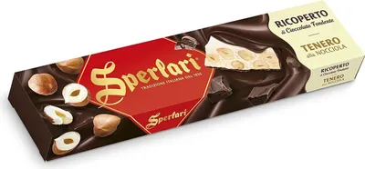 Produktbild von 6x Sperlari Torrone Tenero alla Nocciola Ricoperto di Cioccolato Fondente Weicher Haselnuss-Torrone überzogen mit dunkler Schokolade 200g