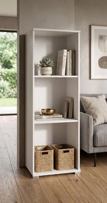 Produktbild von Schmales Nischenregal "Pola" 83x30 cm | Offenes Beistellregal mit 3 Fächern | Kleines Standregal für Büro, Bad & Flur