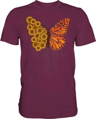 Produktbild von Sonnenblumen Schmetterling T-Shirt Garten Motiv Gärtner Geschenk – Burgundy / L