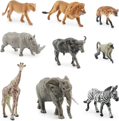 Produktbild von Safarifiguren 9 Stück, Mini Zootierspielzeug, Kunststoff, für Kinder