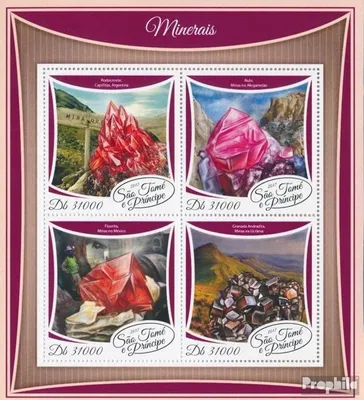 Produktbild von Briefmarken Sao Tome e Principe 2017 Mi 7413-7416 Kleinbogen (kompl. Ausgabe) postfrisch Mineralien