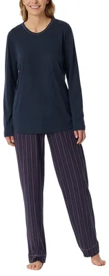 Zdjęcie produktu dla Piżama damska Schiesser Comfort Nightwear – ciemnoniebieska, śliwkowa – rozmiar 46