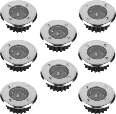 Produktbild von Solar LED Bodeneinbauleuchte rund 85mm Bodeneinbaustrahler 8er Set