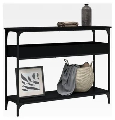 Produktbild von Konsolentisch mit Ablagefläche, Schwarz, 100 x 29 x 75 cm