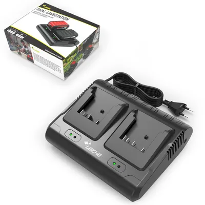 Immagine prodotto di Caricabatterie doppio Leicke 18V 6A per batterie Bosch Professional, per GAL18-80 e EXAL18V2-320, compatibile con Bosch GBA/Core/ProCORE 18V, spina UE