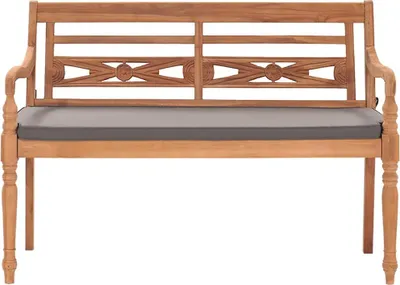 Produktbild von vidaXL Batavia-Bank mit Dunkelgrauem Kissen 120 cm Teak Massivholz