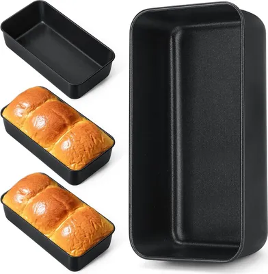 Produktbild von Kastenform 4er Set, Antihaft Brotbackform Kastenbackform mit Edelstahlkern, Rechteckige Brotform Königskuchenform für Brot/Kuchen/Toast, Leicht zu Reinigen, 23,4 x 12,6 x 6,3 cm