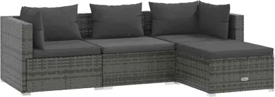 Obrázok produktu pre vidaXL 4-dielna záhradná obývacia súprava s vankúšmi Poly Rattan Grey