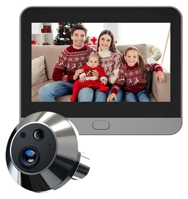 Produktbild von WLAN Türspionkamera Video-Türklingel - Türspion 64GB - 3MP HD - 10,9 cm Display - Nachtsicht - Zwei-Wege-Audio - App-Fernzugriff