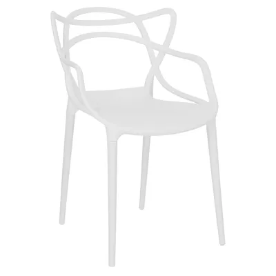 Produktbild von UNO Gartenstuhl in Weiß, durchbrochenes Design, mit Armlehnen, moderner Terrassenstuhl und Balkonstuhl