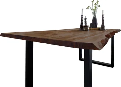 Produktbild von Esstisch Baumkante Massiv Akazie nussbaum 160 x 85 schwarz NIAH