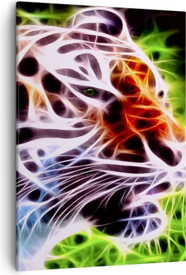 Produktbild von Bild auf Leinwand - Leinwandbild - Einteilig - Afrika aggression tiere tiger - 50x70cm - Wand Bild - Wanddeko - Wandbilder - Leinwanddruck - Wanddekoration - Leinwand bilder - Wandbild - PA50x70-2293