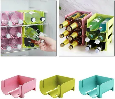Produktbild von 3 Stück Bierflasche Getränkedose Kühlschrank Aufbewahrungsbox Rack Stapelbares Organizer-Regal