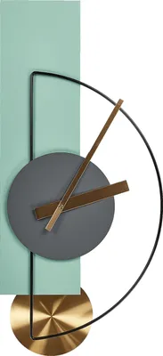 Produktbild von BELIANI Wanduhr Hellgrün Metall Geometrisch mit Pendel Zeigern Batteriebetrieben ohne Zahlen Indizes Sekundenzähler Modernes Design Pendeluhr