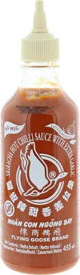 Produktbild von Flying Goose Sriracha Chilisauce mit Knoblauch, ohne MSG 455ml