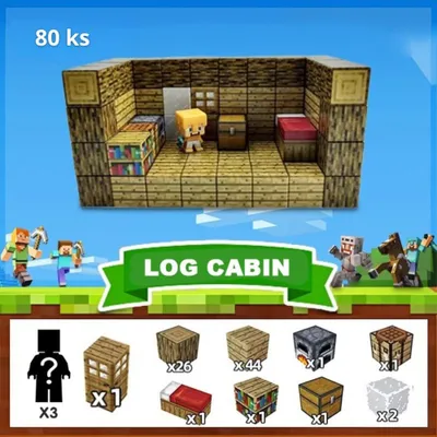 Obrázok produktu pre Magnetické stavebné kocky – Montessori STEM stavebnica pre deti - Set: Log Cabin (80 pcs) - Edukačný darček