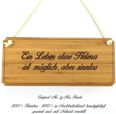 Produktbild von Mr. & Mrs. Panda Türschild Holz Helena - Geschenk, Shabby, Hinweisschild, Werbeschild, Infotafel, Schild, Landhaus, Graviert, Wegweiser, Geschenkidee