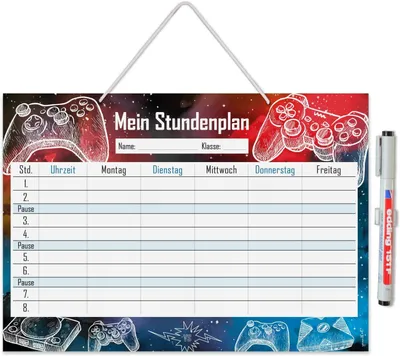 Produktbild von Stundenplan DIN A4, abwischbar, Gamingdesign, 210 x 297 mm, fuer Schulwoche