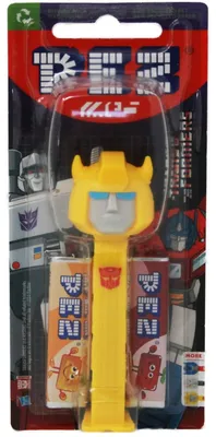 Image de Figurine PEZ Bumblebee avec distributeur jaune et deux paquets de bonbons 17g