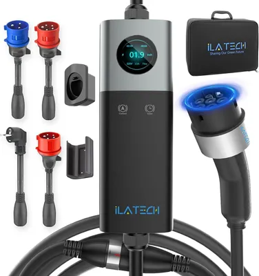 Produktbild von Mobile Wallbox Ladegerät 22kW Typ 2 32A LCD Display 5m Kabel IP65