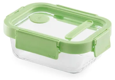Zdjęcie produktu dla Pojemnik szklany Lékué, 100% szczelny. Pojemność: 370 ml. Prostokątny, kolor: zielony