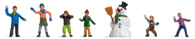 H0 Figuren Kinder im Schnee, 1 Stück, Kunststoff, Mehrfarbig
