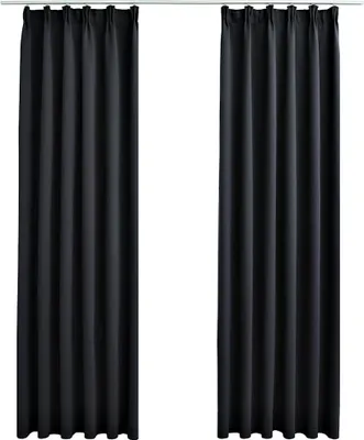Obrázok produktu pre vidaXL zatemňovacie závesy s háčikmi 2 ks čierne 140x175cm